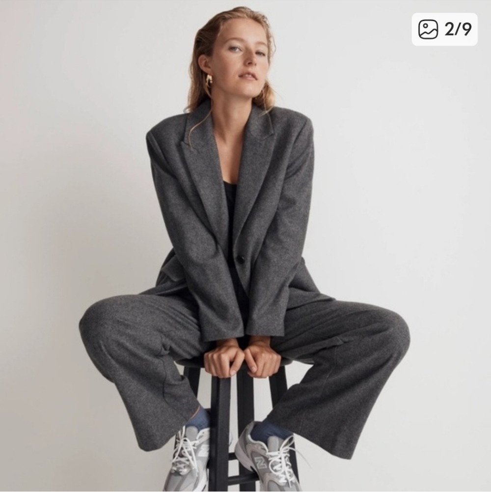 Madewell Marled Bedford Oversized Blazer In Grey
